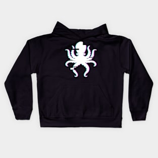 Vaporwave Glitch Art Octopus Kids Hoodie